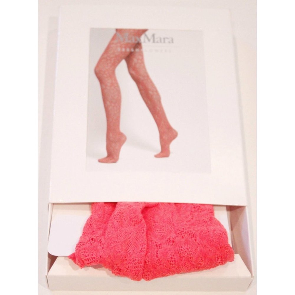 MAX MARA Fresh Flowers LACE Hosiery PANTYHOSE High Quality LUXURY  Italy CORAL